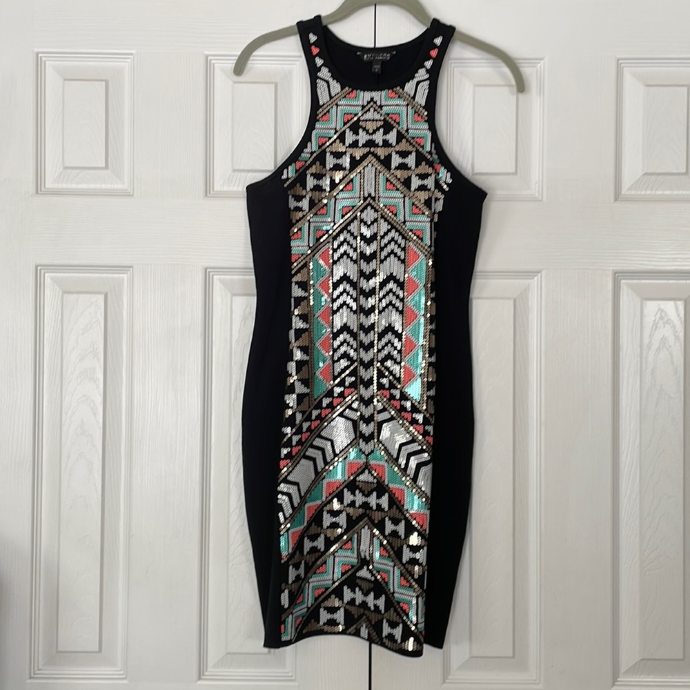 Express Mini Bodycon Aztec Sequin Dress Small